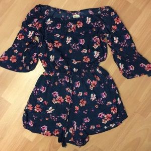 Hollister Floral Printed Off-The-Shoulder Romper